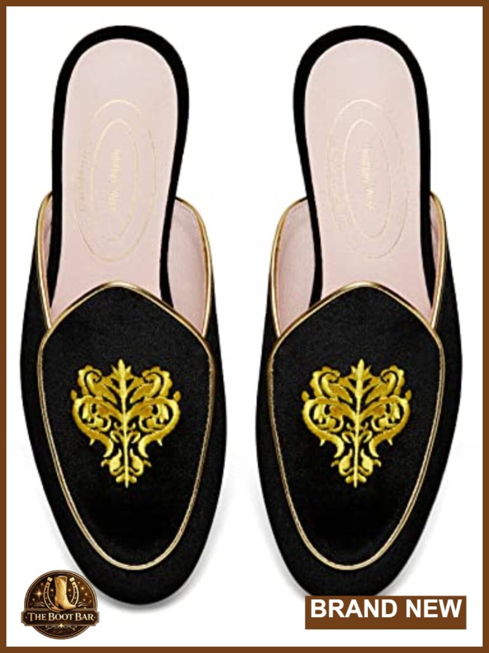 Women's Embroidered Mules Flats Slip On Belgian Loafers Slippers